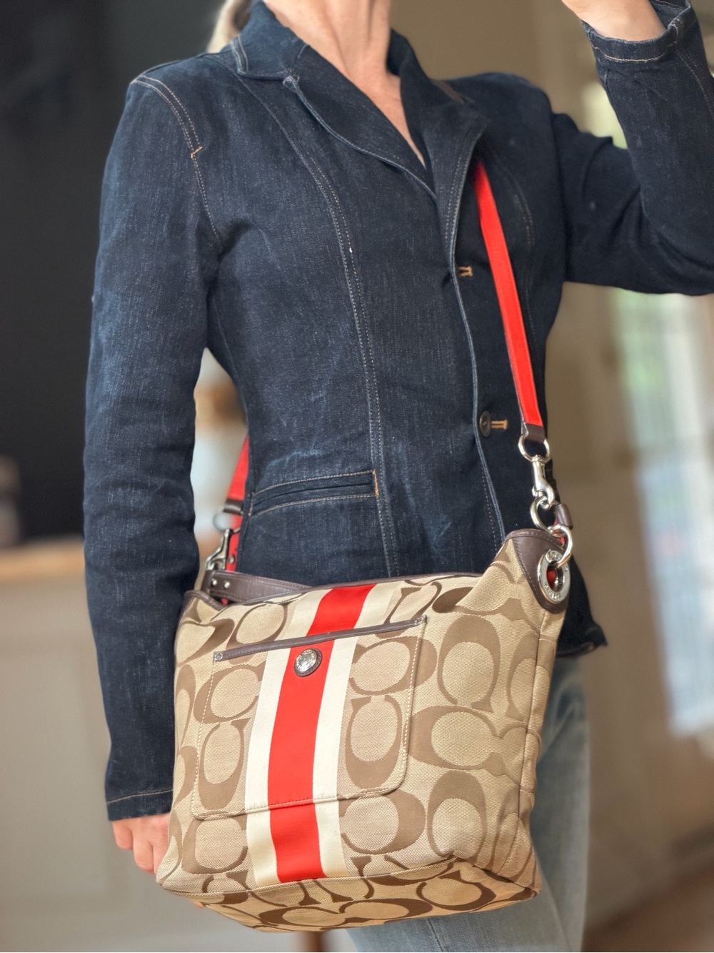 Coach 2012 Y2K Monogram Orange/Tan Crossbody Bag (Fair) - Picture 4 of 15